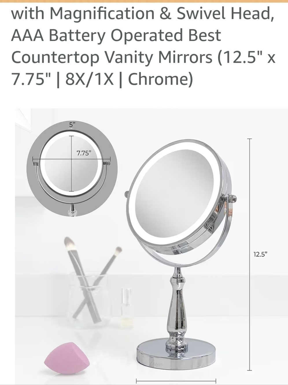 Zadro Luxury  8x/1x magnification double-sided luxury vanity mirror